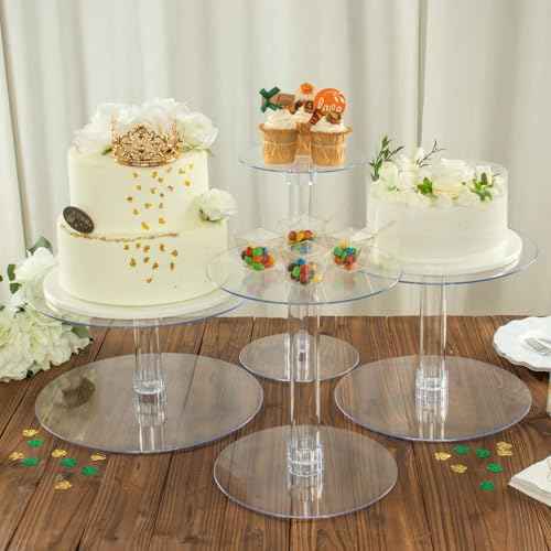 Efavormart Lovely 4 Tier XL Acrylic Crystal Glass Clear Cake Dessert Decorating Stand for Birthday Xmas Party Wedding (4-Tier 14" / Clear)