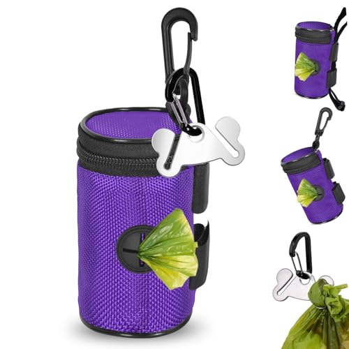 Dog Poop Bag Dispenser Holder Soft Waste Bags Roll Holders (1 Count (Pack of 1) / Purple)
