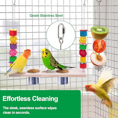 3 Pcs Bird Cage Food Holder Stainless Steel Parrot Fruit & Vegetable Skewer Hanging Foraging Toy for Parakeets (3 Pcs)