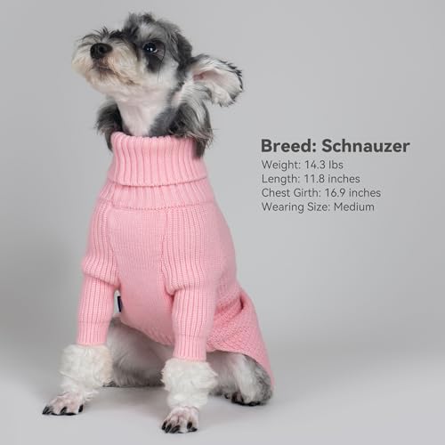 Dog Sweater Long Sleeve Warm Knit Sweaters for Small Dogs Boy Girl (Pink / Large)