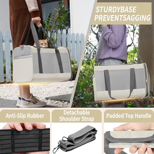 Large Cat Carrier Soft (Beige / 18.1"L x 11.8"W x 11.8"H)