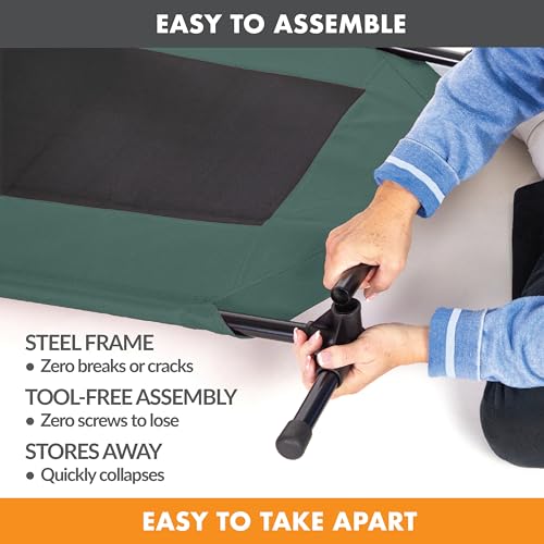 K&H Outdoor Elevated Dog Bed (Green/Black Mesh / Large 42"L x 30"W)