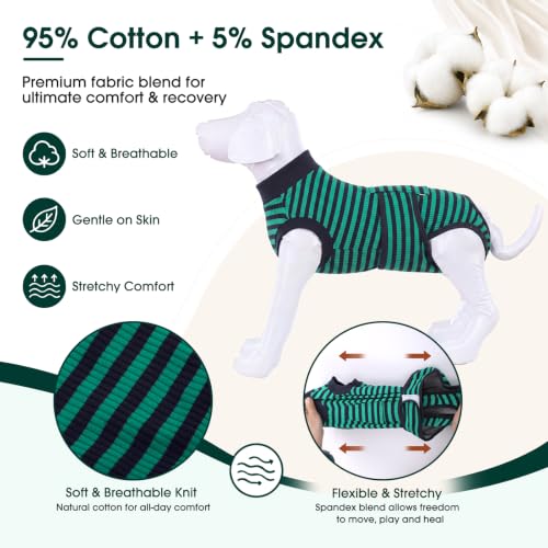 Recovery Suit for Dogs Cats (Large (Back:16.1-20.1'', Weight:23-48 Lb) / Forest Stripe)