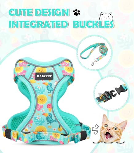 Cat Harness and Leash Set[MAX Safety 4th (H603 Pro Green Tropics / Small (7-12lb))
