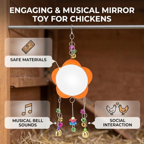Hanging Bird Mirror Toy with Colored Bells for Parakeets