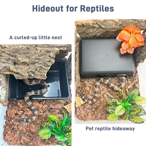 2 Pcs Humid Hideout Cave for Reptiles (Black / Large (2 Count))