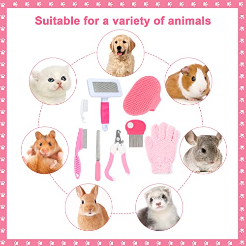 Pink Small Animal Grooming Kit with Nail Clipper (Pink)