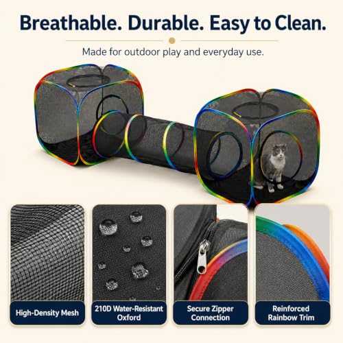 Outdoor Rainbow Cat Enclosures Playground (2 Cube + 2 Way Tunnel (no tent))