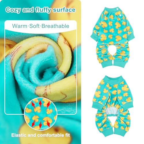 Dog Pajamas Soft Stretchy Fleece Puppy Sweater for Medium Dogs (Yellow Duck(pack of 1) / Medium)