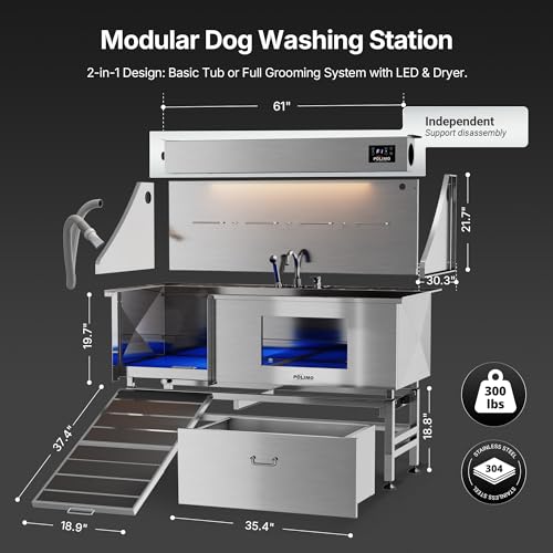 Dog Washing Station with Dryer (61")