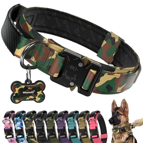Premium Tactical Dog Collar (Woodland Camo / L: Fits Neck 17.5"-21.5")