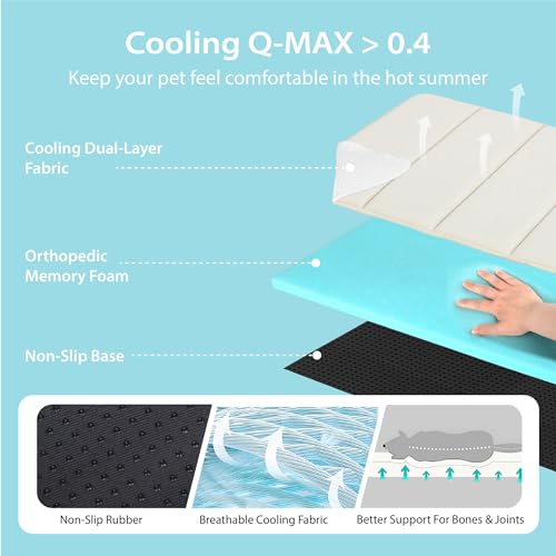 Dog Cooling Mat for Large Dogs (Dark Beige / 35"L x 23"W x 0.8"H)