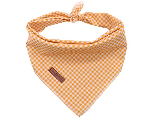 Dog Bandana for Small Medium Large Dogs (Yellow&White Grid / Small (Pack of 1))