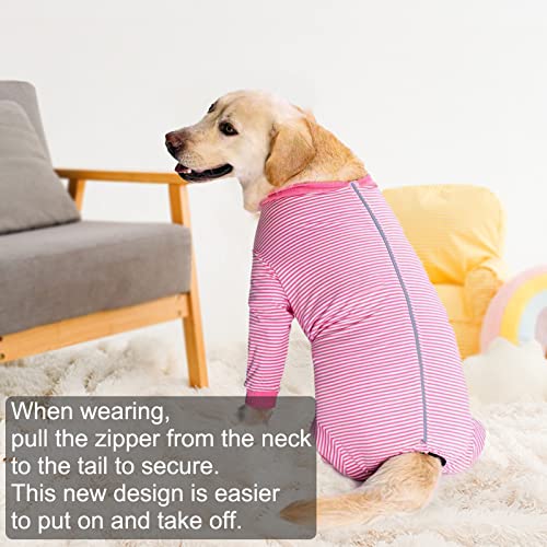 Dog Onesie Surgery Recovery Suit for Large Medium Bodysuit Dogs Pajamas PJS Full Body for Shedding (5XL / Pink)
