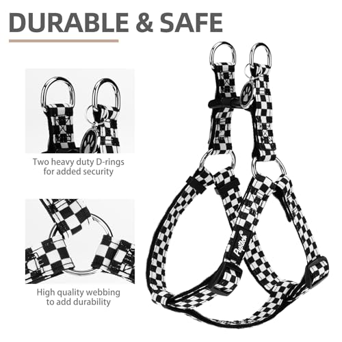 No Pull Dog Harness Medium Sized Step (Black&White(Checkered) / Medium)