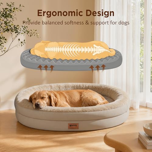Waterproof Orthopedic Dog Bed for Medium Dogs (Light Brown / 35"L x 25"W x 7"Th)