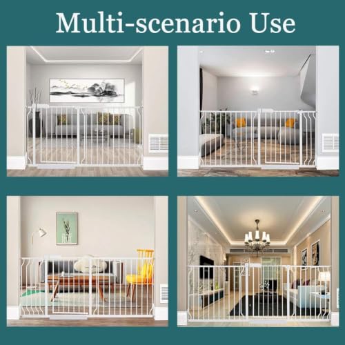62.20 71.26" Extra Wide Pressure Mounted Baby Gate 30" Tall White (White / 62.20-71.26"/158-181cm)