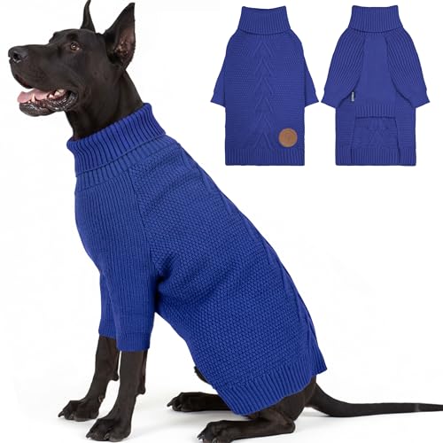 Dog Sweater Long Sleeve Warm Sweaters for Giant Breed Dogs Boy Girl (Blue / XXXX-Large)