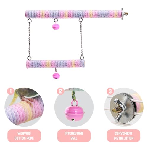 2pcs Gradient Colorful Bird Rope Perch Stand