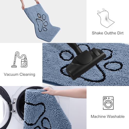 Dog Door Mat for Muddy Paws (47"X32" / Airy Blue and Black)