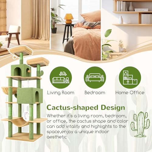 Extra Tall Cat Tree Tower for Indoor Cats (Cactus / 76 inch)