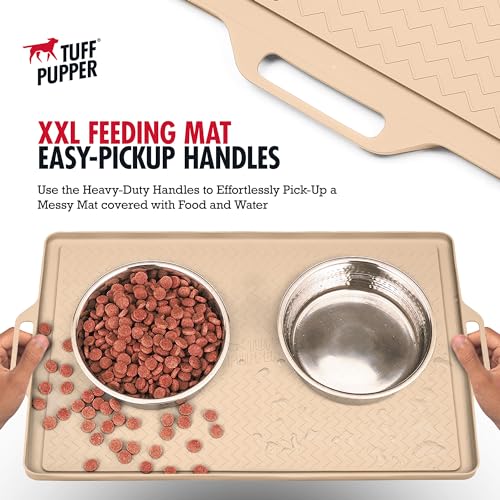 28x20 Large Dog Feeding Mat for Food and Water (Beige / Large - 28" x 20")