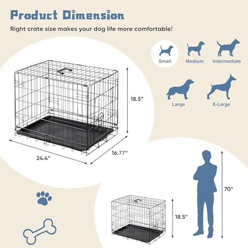 Dog Crate 24 Inch (24.0"L x 16.5"W x 18.5"H)