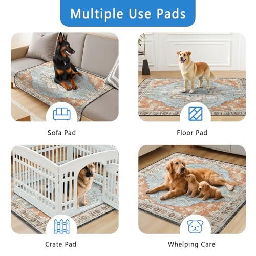Washable Pee Pads for Dogs 2 Pack (48"x48"(2 Pack) / D Blue Orange)