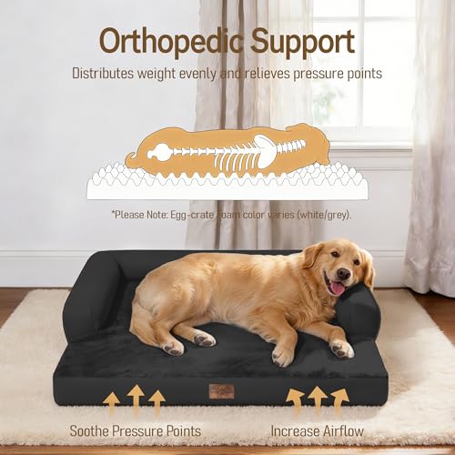 Orthopedic Waterproof Jumbo Dog Bed for Giant Dogs (Black / 48"L x 33"W x 8"Th)