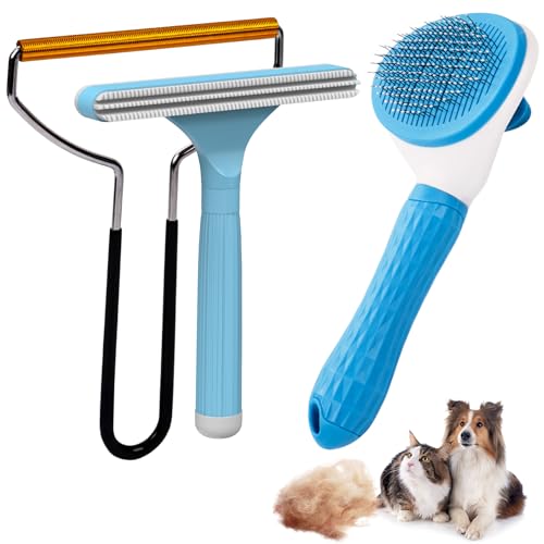 3 in 1 Pet Grooming & Hair Removal Kit (Sky Blue)