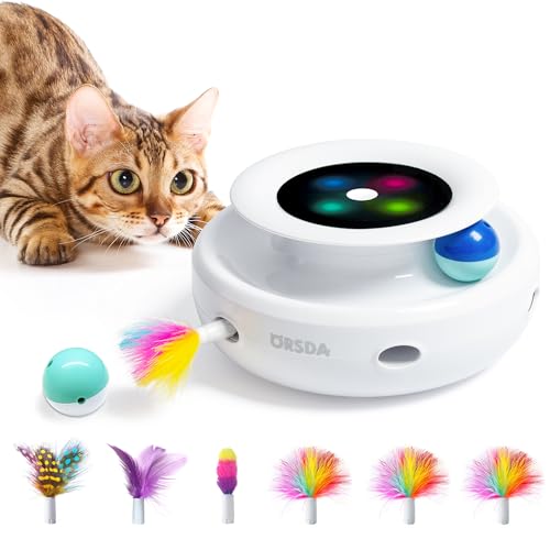 2in1 Interactive Toys for Indoor Cats (Lvory White)