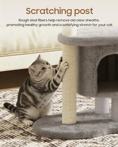 Cat Tree 34.3 Inches Cat Tower with Scratching Post (Gray)