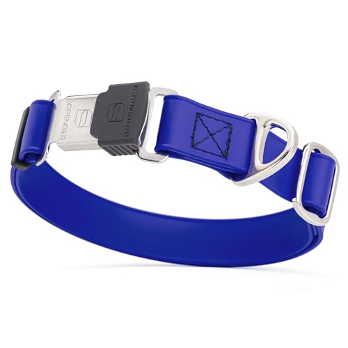 Biothane Waterproof Dog Collar with Herm Sprenger Black Stainless Steel Quick Release Buckle (W 1" x L 15"-25" / Blueberry Royal)