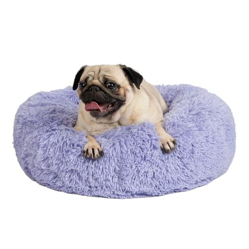 Round Calming Dog Bed for Small (Lavender / 20" x 20" x 6")