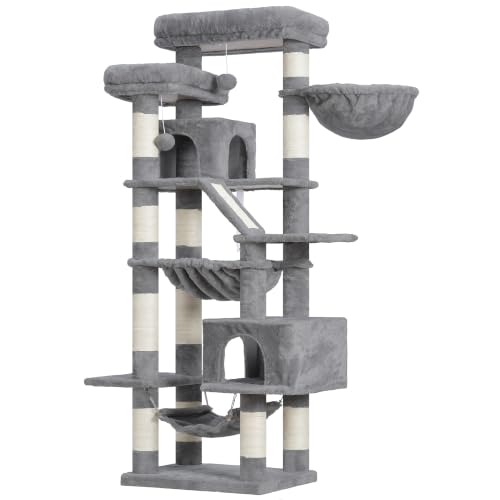 Cat Tree, 71-Inch-Tall Tower for Indoor Cats with 2 Perches HCT034W (Light Gray / 71 inch)