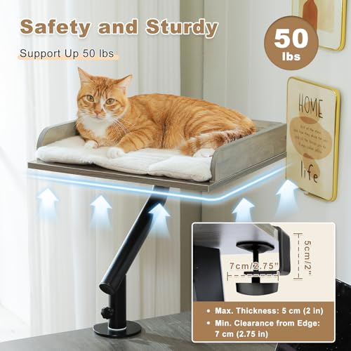 Cat Desk Bed 360°Rotating Supports to 50 Lbs Cozy Nest for Desk (Gray)