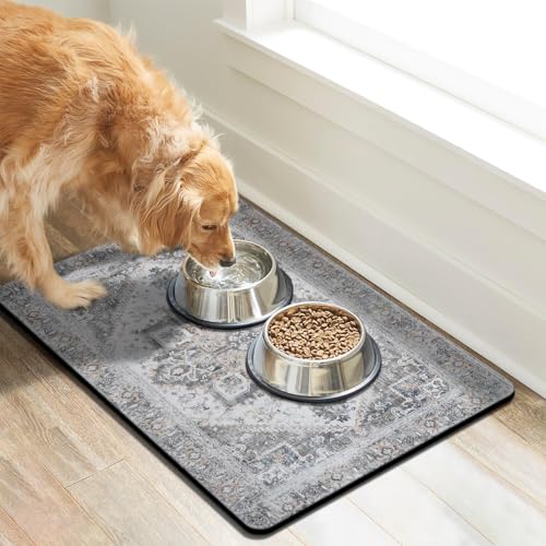 Dog Food Mats for Floors (Grey / M(16"×24"))
