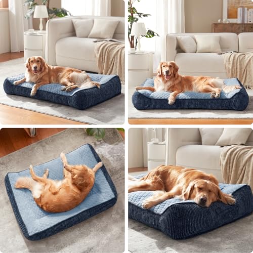 Orthopedic Dog Bed Medium Sized Dogs (L(35"L x 25"W x 8"Th) / Blue)