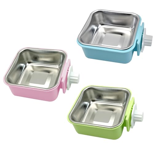 Crate Dog Bowl (3 PCS / Small Square (Blue, Green, Pink))
