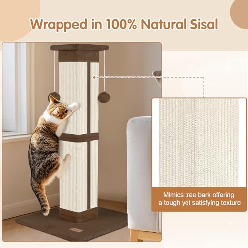 Cat Scratching Post 33 inch for Indoor Cats (Brown)
