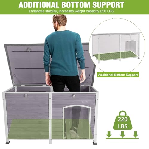Extra Large Heated Dog House Insulated Outdoor Dog House XXL Weatherproof Dog Shelter with Safe Heating Pad