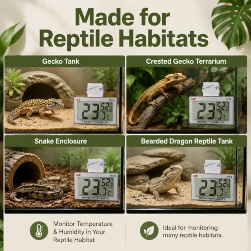 Reptile Thermometer Hygrometer (Silver)