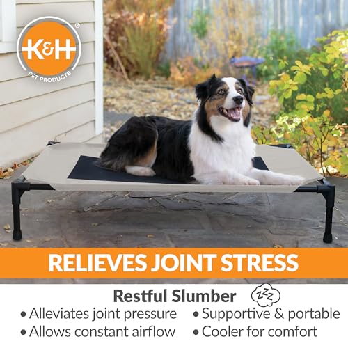 K&H Outdoor Elevated Dog Bed (Taupe/Black Mesh / Large 42"L x 30"W)