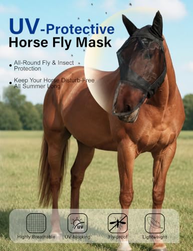 Horse Fly Mask with Nose Cover (Large / Long Nose)