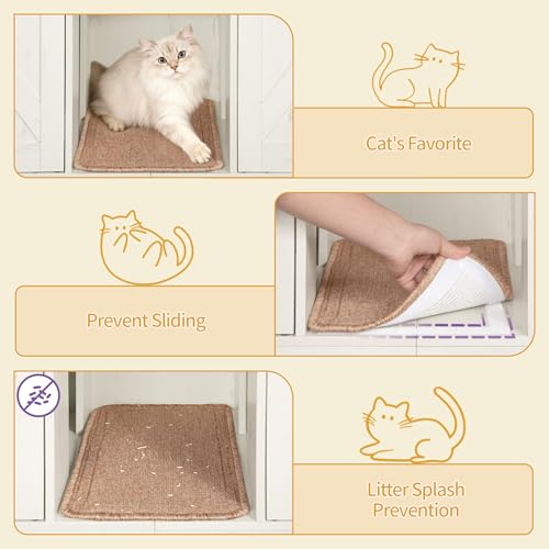Double cat Litter Box Enclosure (Rustic Brown and White)