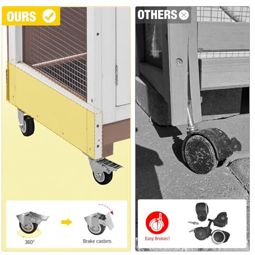 2 Tier Rabbit Hutch with Tarp Door and Wheels Bunny Cage Indoor Outdoor Guinea Pig Cage Expandable with Pet Playpen 36" L