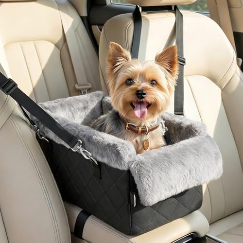 Center Console Dog Car Seat for Small Dogs&Cats Under 12 LBS (Black)