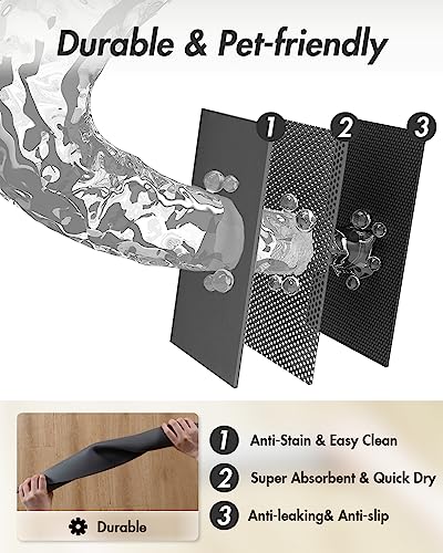 Absorbent Pet Feeding Mat (DARKGREY / 16"x24")