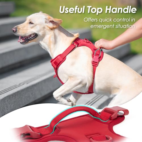No Pull Dog Harness for Large Sized Dogs Puppy Vest No Choke (Burgundy Red / XL(Neck:24.8-38.6", Chest:29.1-45.3"))