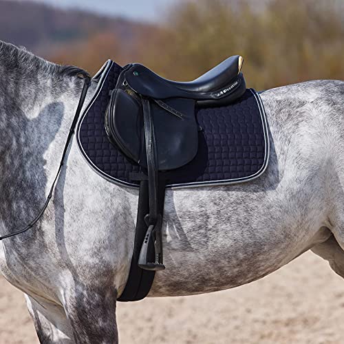 Adepto Padded All Purpose Quilted Equestrian Saddle Pad for Horses with Two (Dark Navy / Horse)